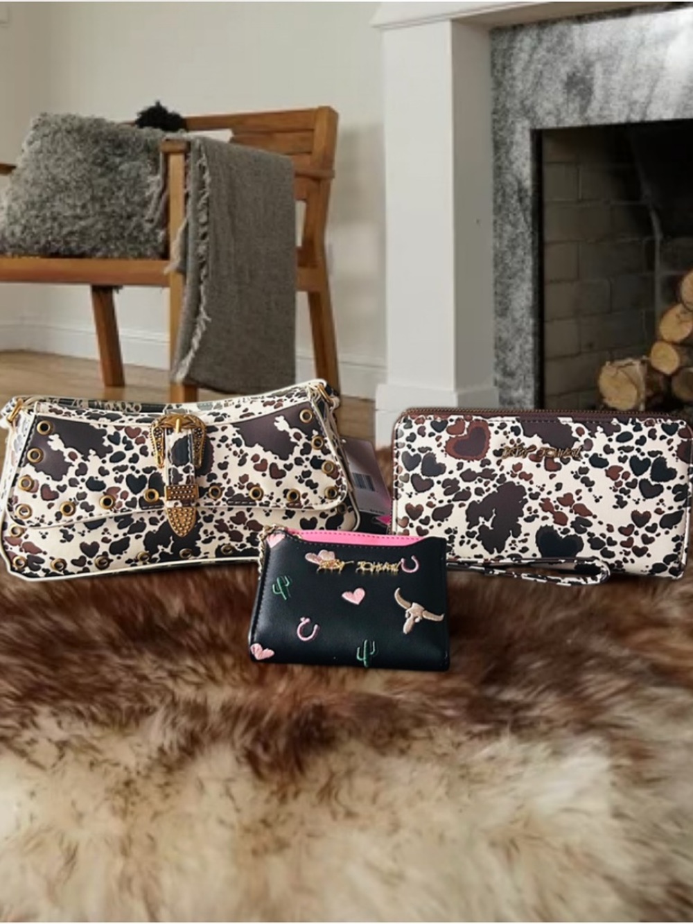 🆕🐄 Western Heritage Speckled Cow Betsey Johnson Bundle NWT